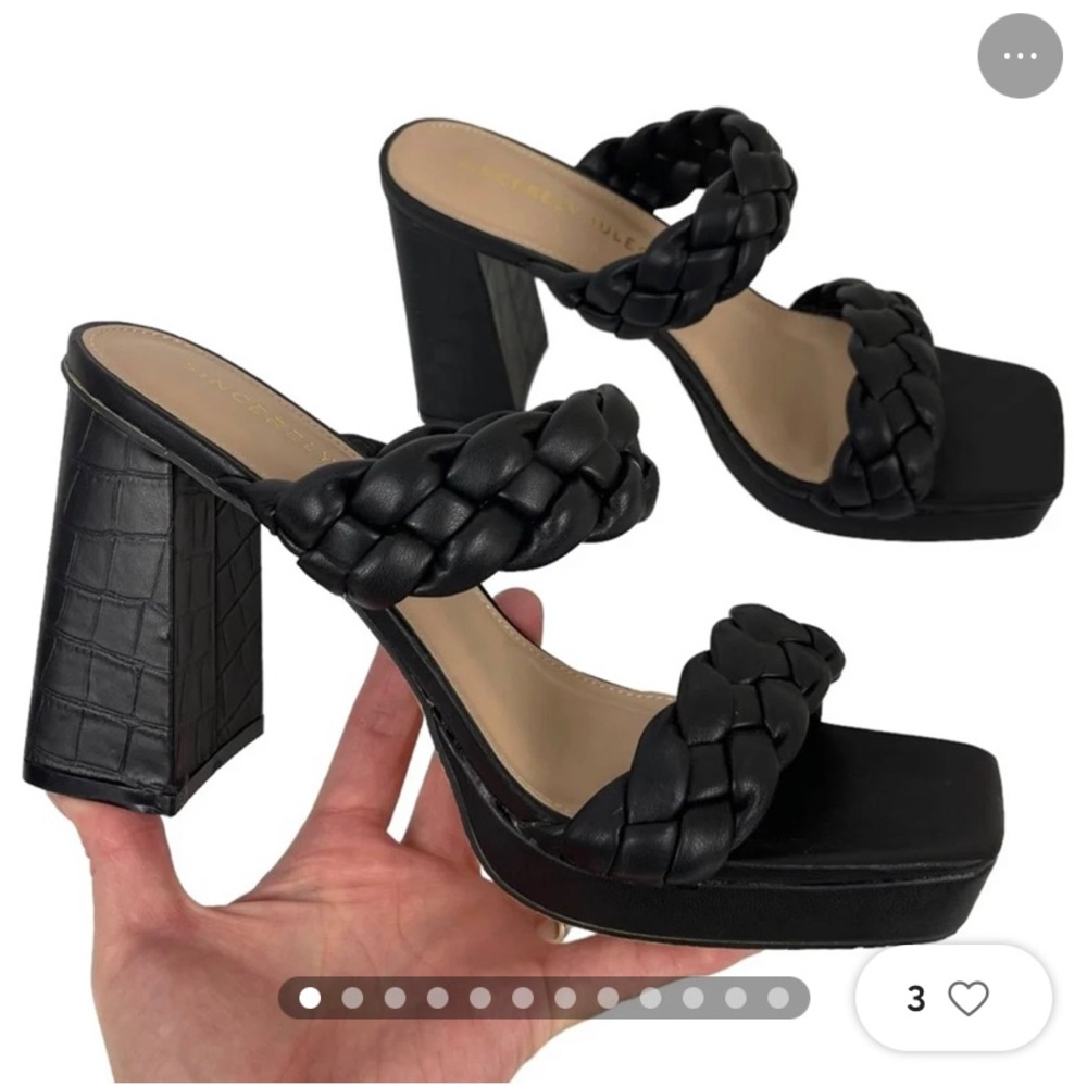 Sincerely Jules Black Platform Aurora Braided Straps Block Heel Sandals Size 7